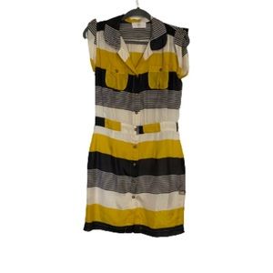 Bayo | Fresh Striped Black White Yellow Dress w/ Front Side Back Tie